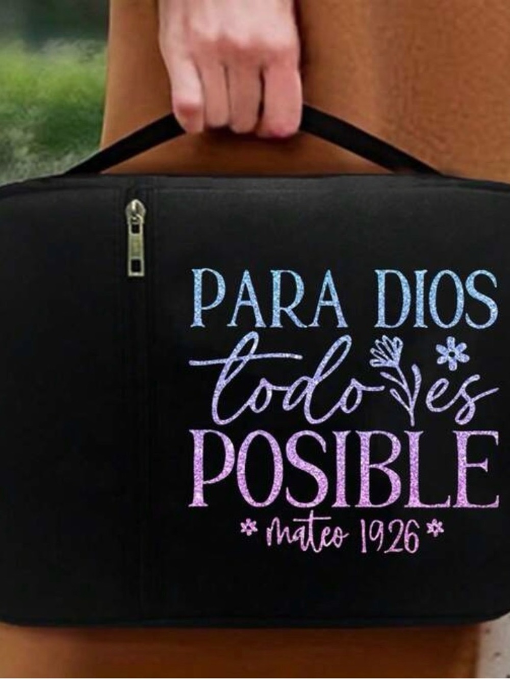 Black Tote Bag with Colorful Spanish Inspirational Quote